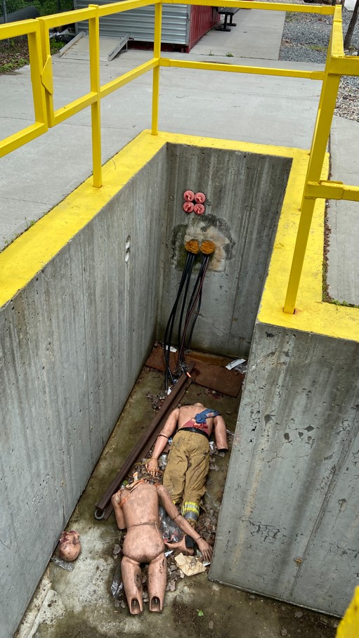 Another tight space for a simulated rescue