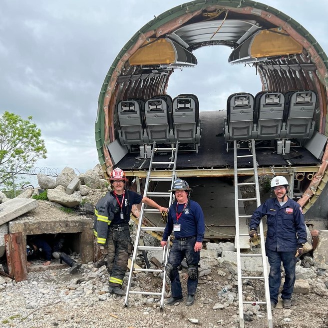 An aircraft crash rescue simulator