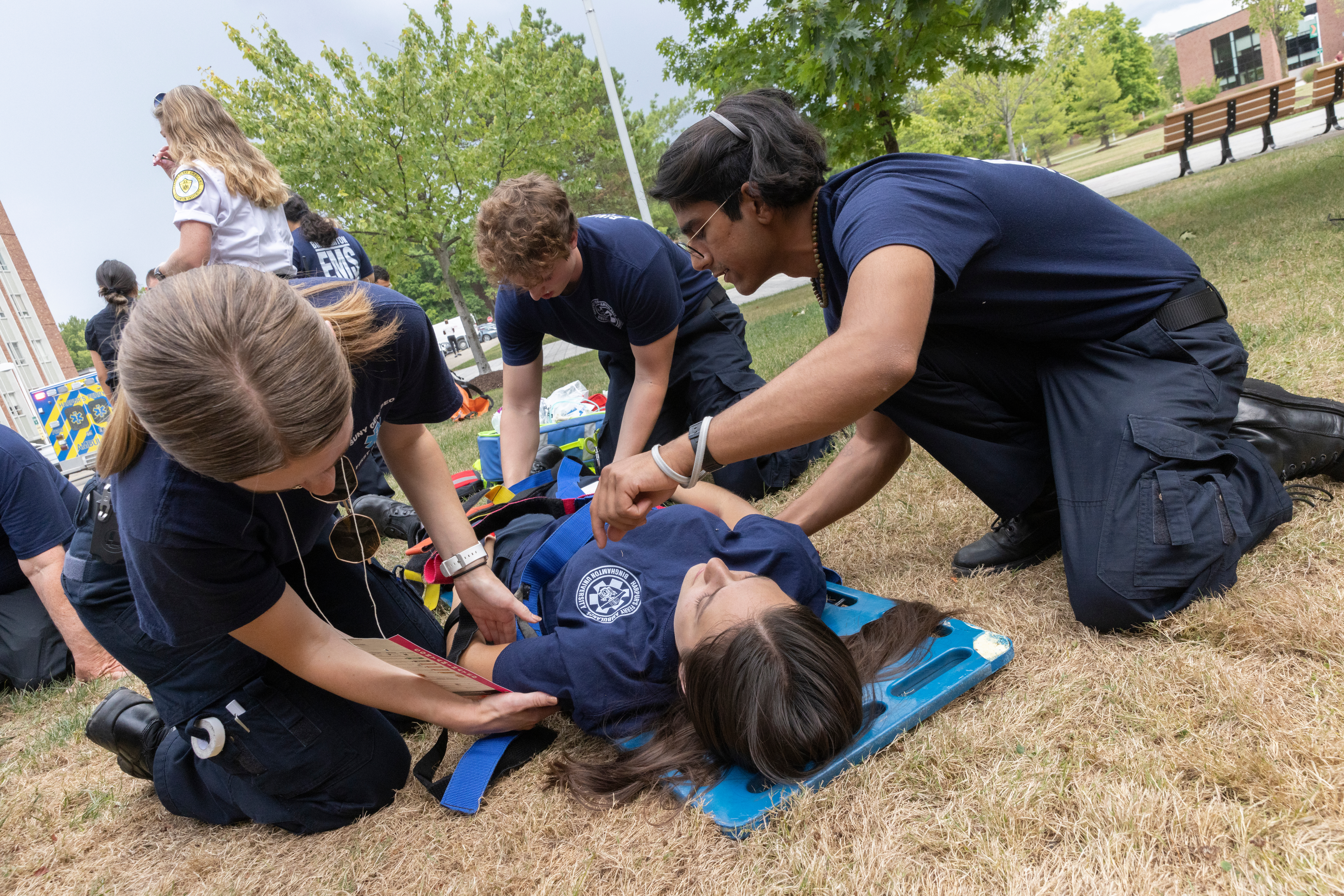 Two HFVAS ambulances, other colleges’ ambulances, and an ATV ambulance were used to transport patients to the simulated “Harpur’s Ferry Hospital,” 