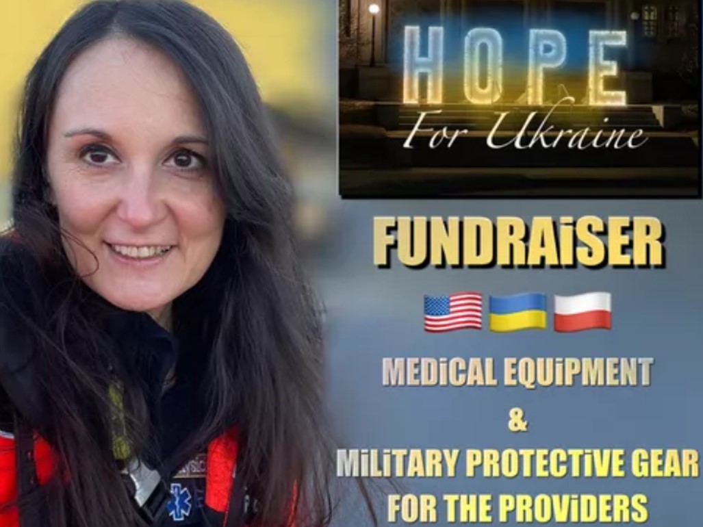 Emergency physician Kasia Hampton, MD, and her daughter are assisting victims of the war in Ukraine. (Photo: NAEMSP) 