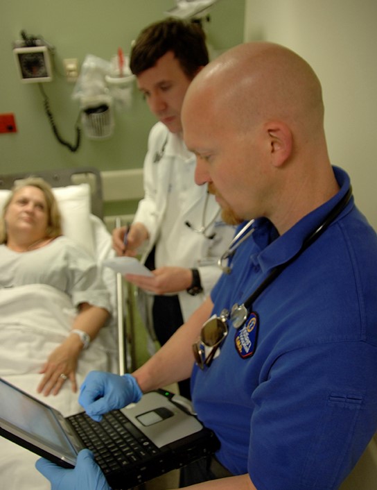 What if we recast the patient care record as the most insightful firsthand view of why the patient has touched the health care system to begin with? If that information isn’t handed off to the receiving hospital with high integrity, fast enough that it can make a difference, then everyone loses.&nbsp;(Photo: Chris Swabb, On Assignment Studios)