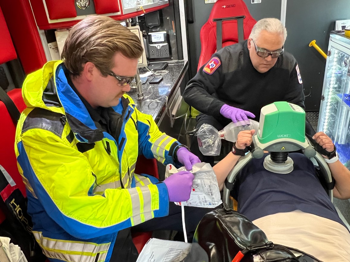 Once in the ambulance the patient was found to be pulseless and in cardiac arrest. (Photo: Montgomery County  Hospital District EMS) 