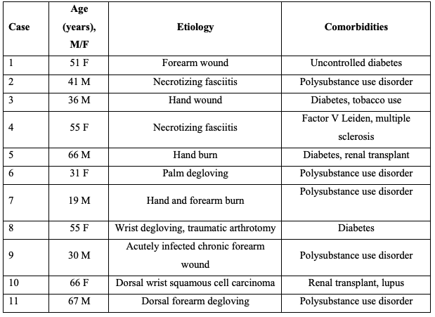 TABLE 1: Patient Demographics and Etiologies of Wounds