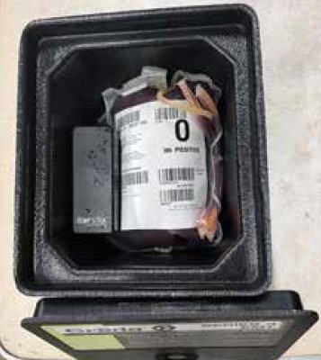 Whole blood with temp stick monitoring unit (Photo: San Antonio Fire Department) 