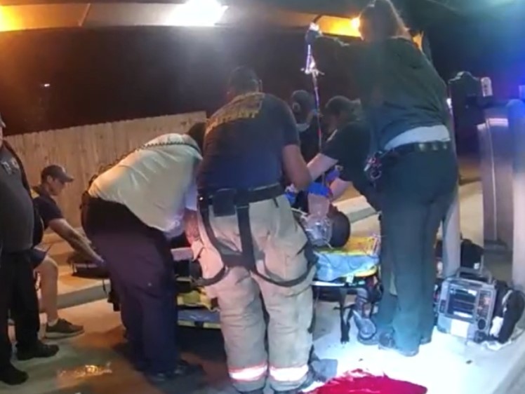 New Orleans EMS personnel administer blood to a patient on scene. (Photo: New Orleans EMS) 