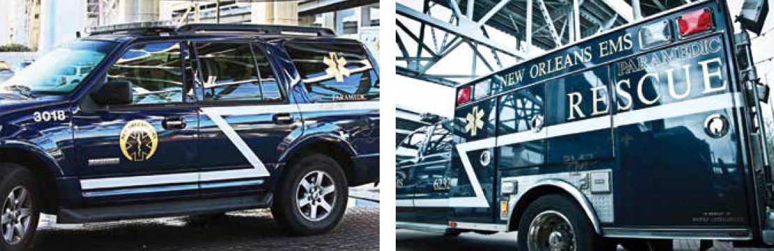 Figure 2: New Orleans EMS sprint/supervisor car (left) and rescue unit (Photo: New Orleans EMS) 