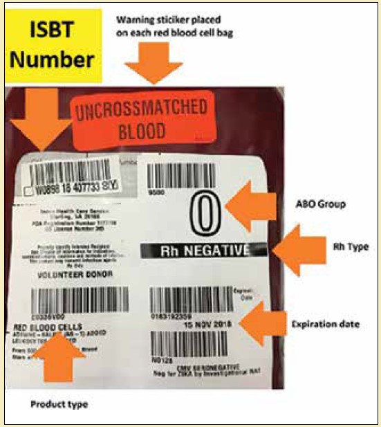 Figure 4: Labels on blood products (Photo: Northern Virginia EMS Council) 