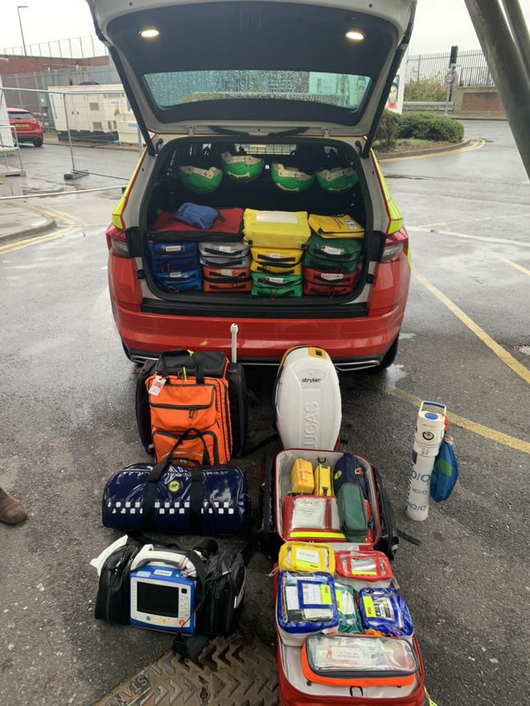 london ambulance packed with supplies