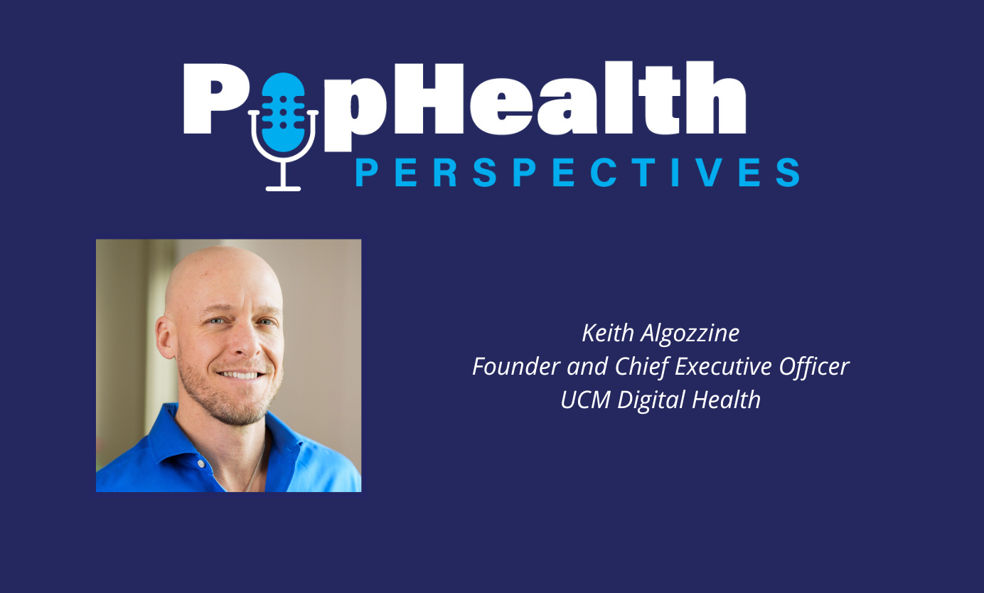 Headshot of Keith Algozzine, CEO UCM Digital Health, on a dark blue background