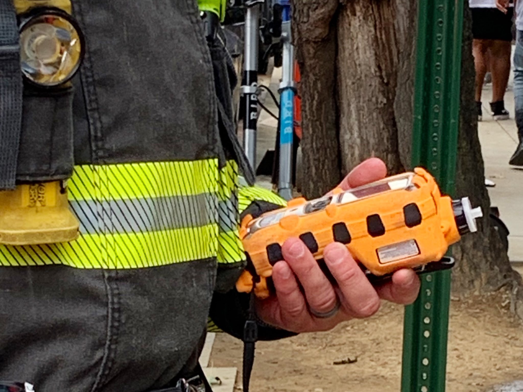 A DC Fire and EMS responder holds a CO detector at a recent call. (Photo: DC Fire and EMS/Twitter) 