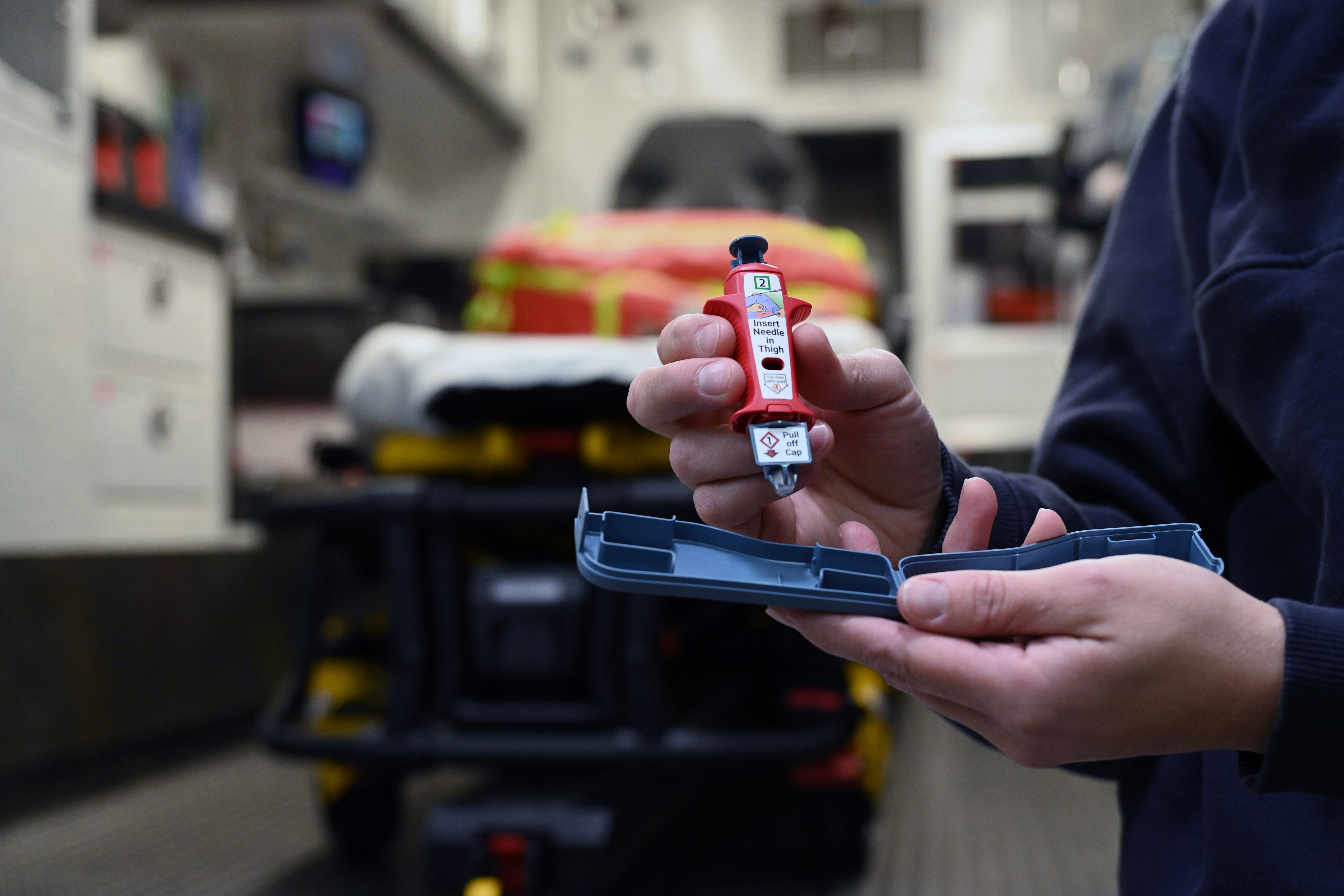 This product delivers a higher dose of naloxone, plus it is injected into the leg muscle.