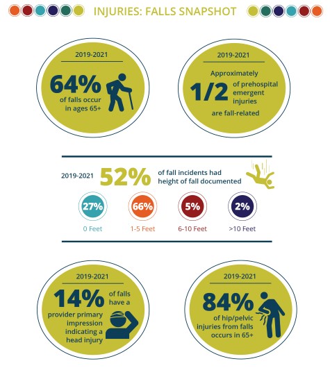 Fall-related injuries snapshot graphic