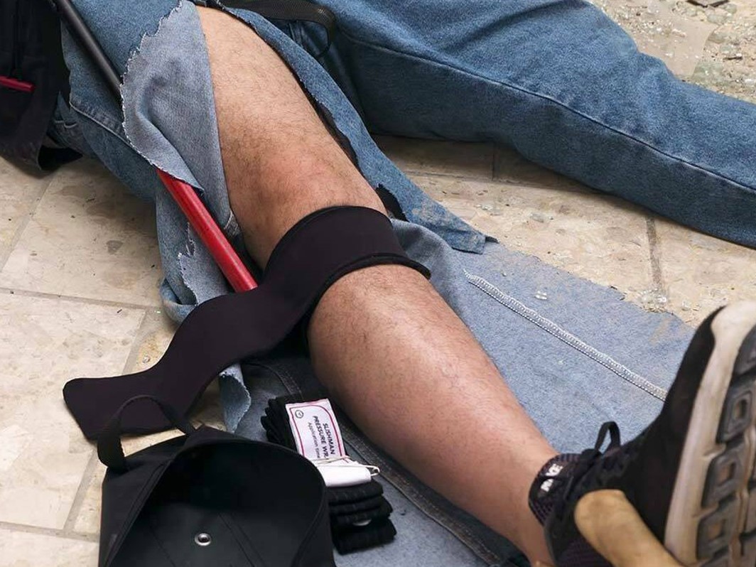 Figure 15: STS–C showing application of the distal strap proximal to the calf (Photo: Rescue Essentials)