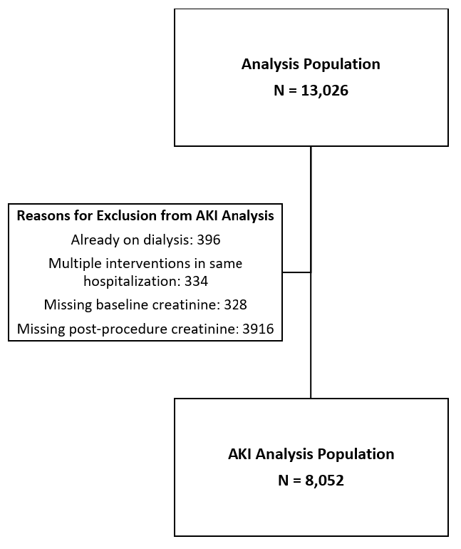 Supplemental Figure.   Cohort diagram for the patients inlcuded in the acute kidney injury analysis.