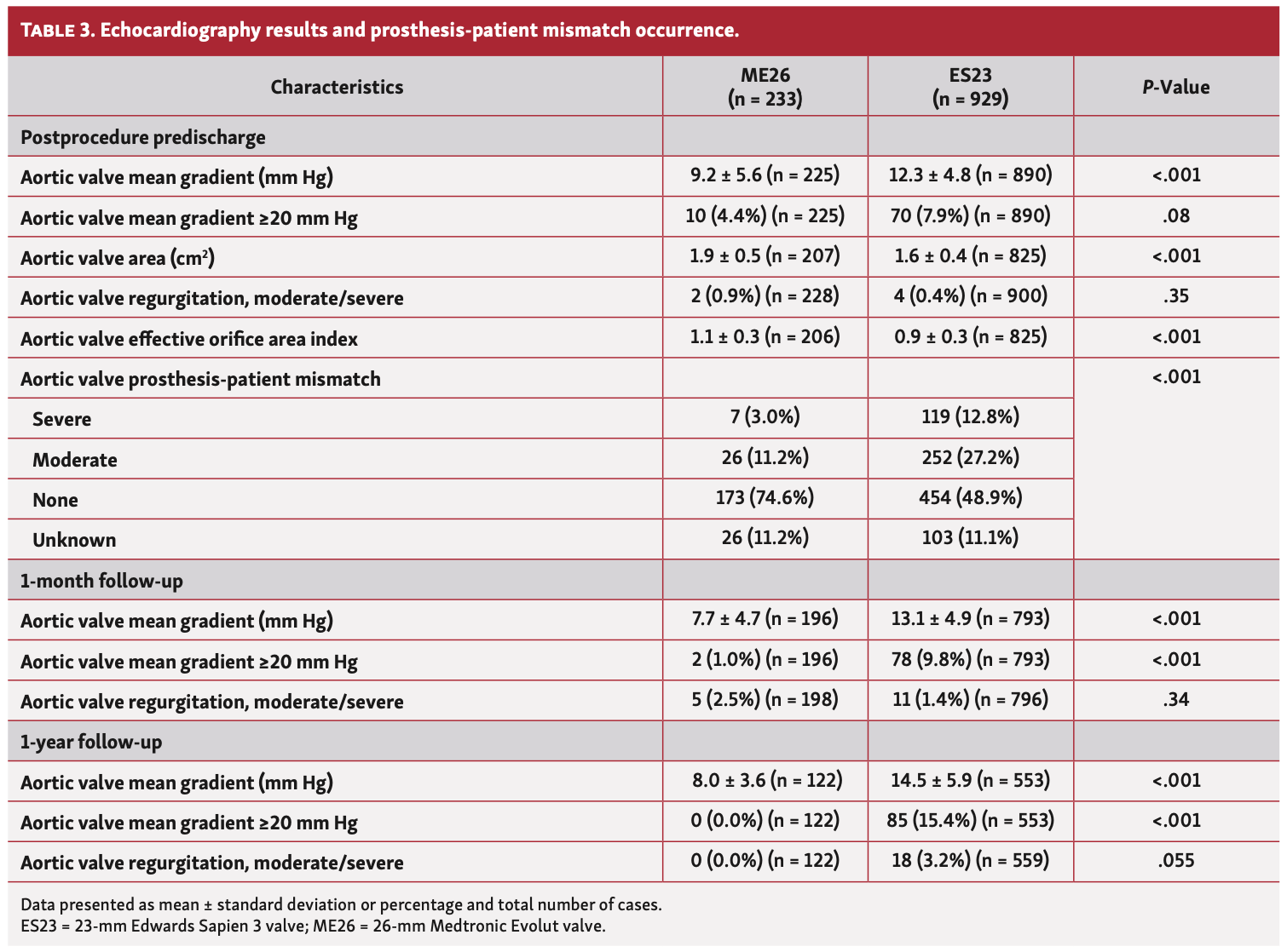 Jin Small Aortic Annulus Table 3