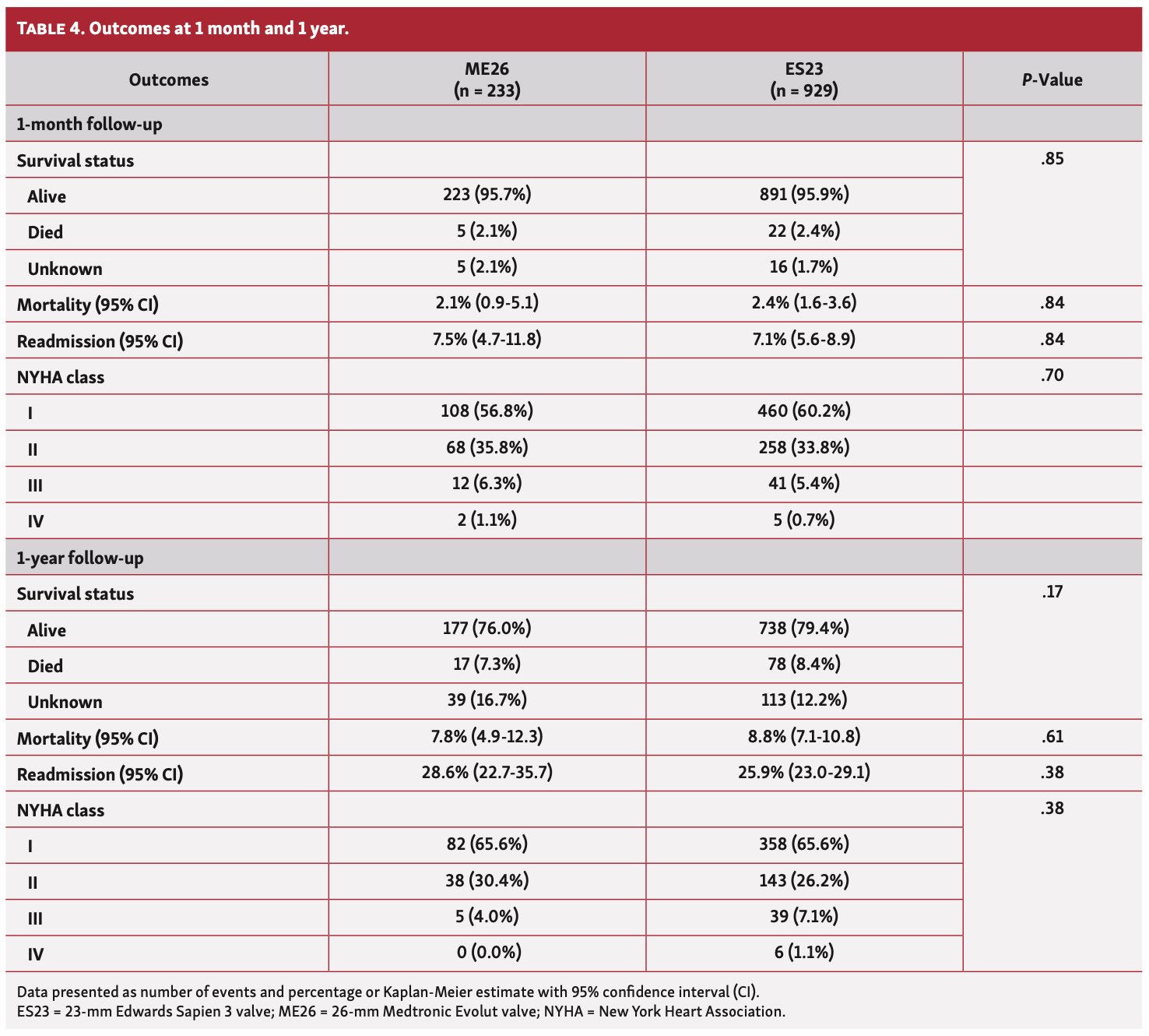 Jin Small Aortic Annulus Table 4