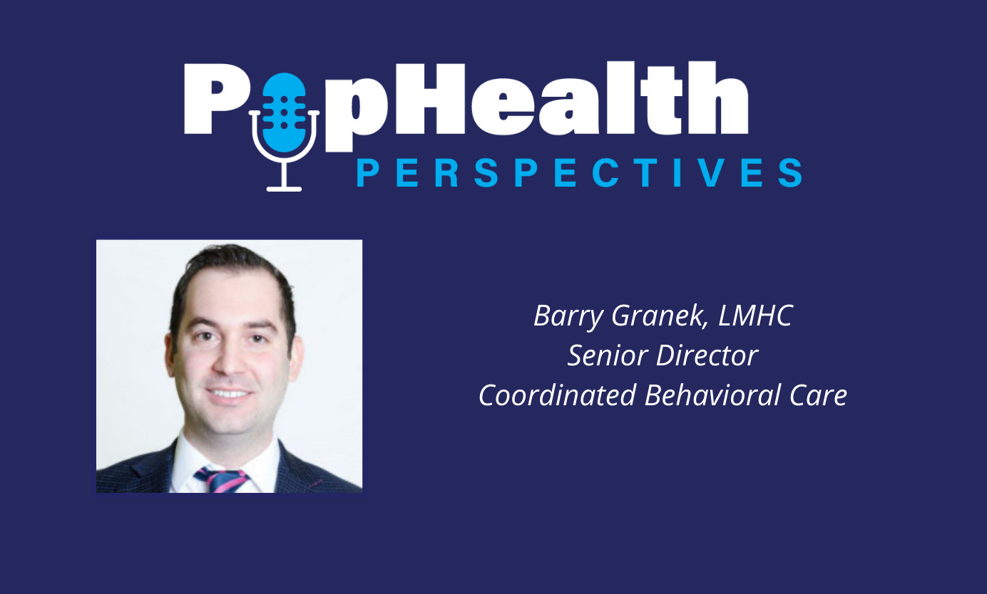 Headshot of Dr Barry Granek on a blue background underneath the PopHealth Perspectives logo.