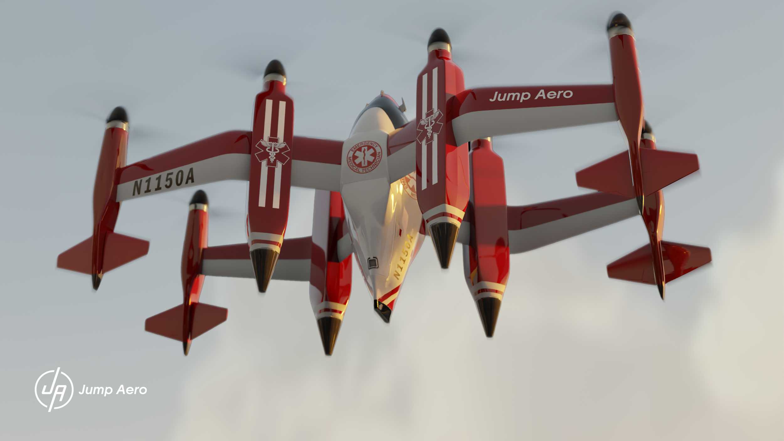 Concept of electric vertical takeoff and landing vehicle.