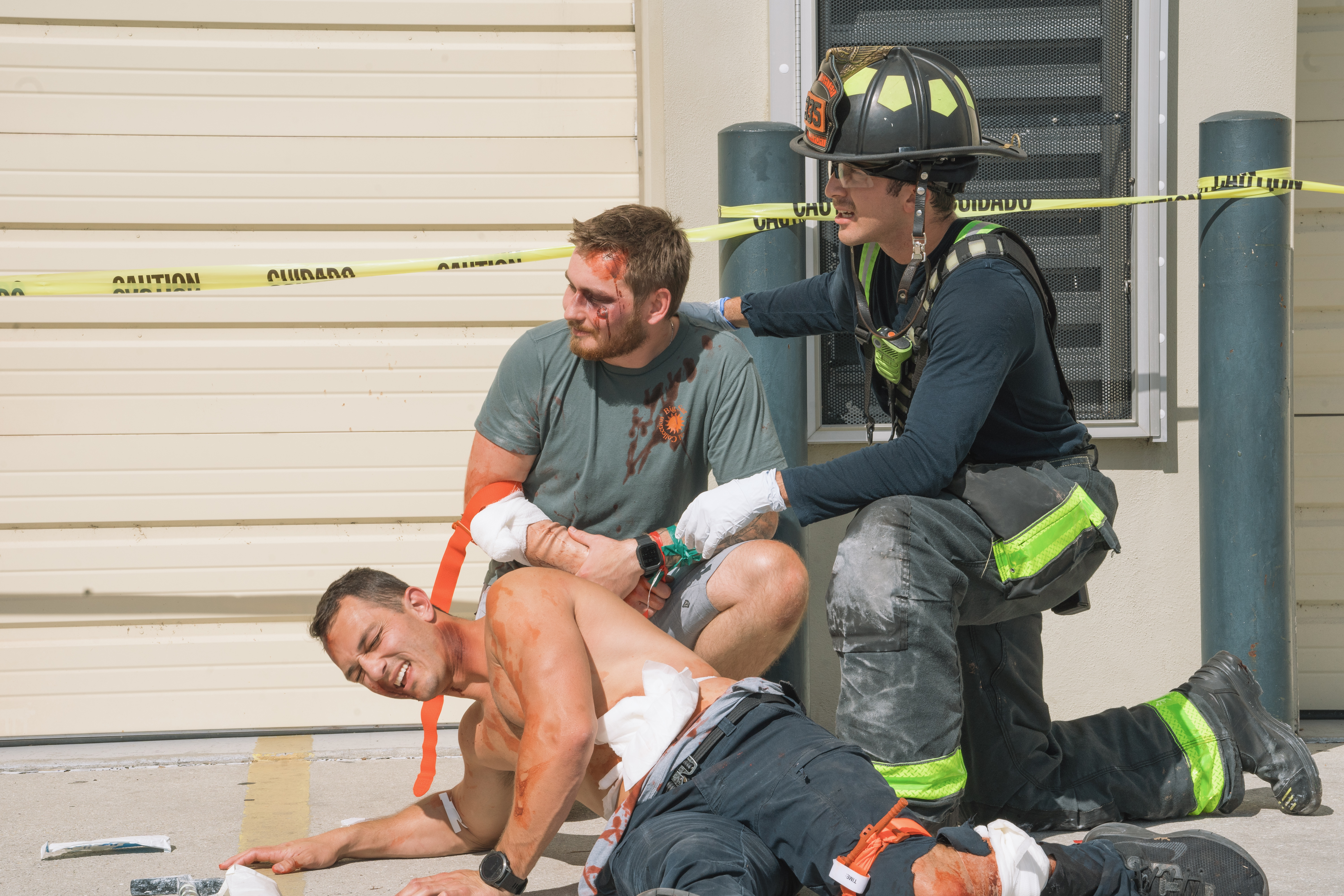 Triaging and treating walking wounded.