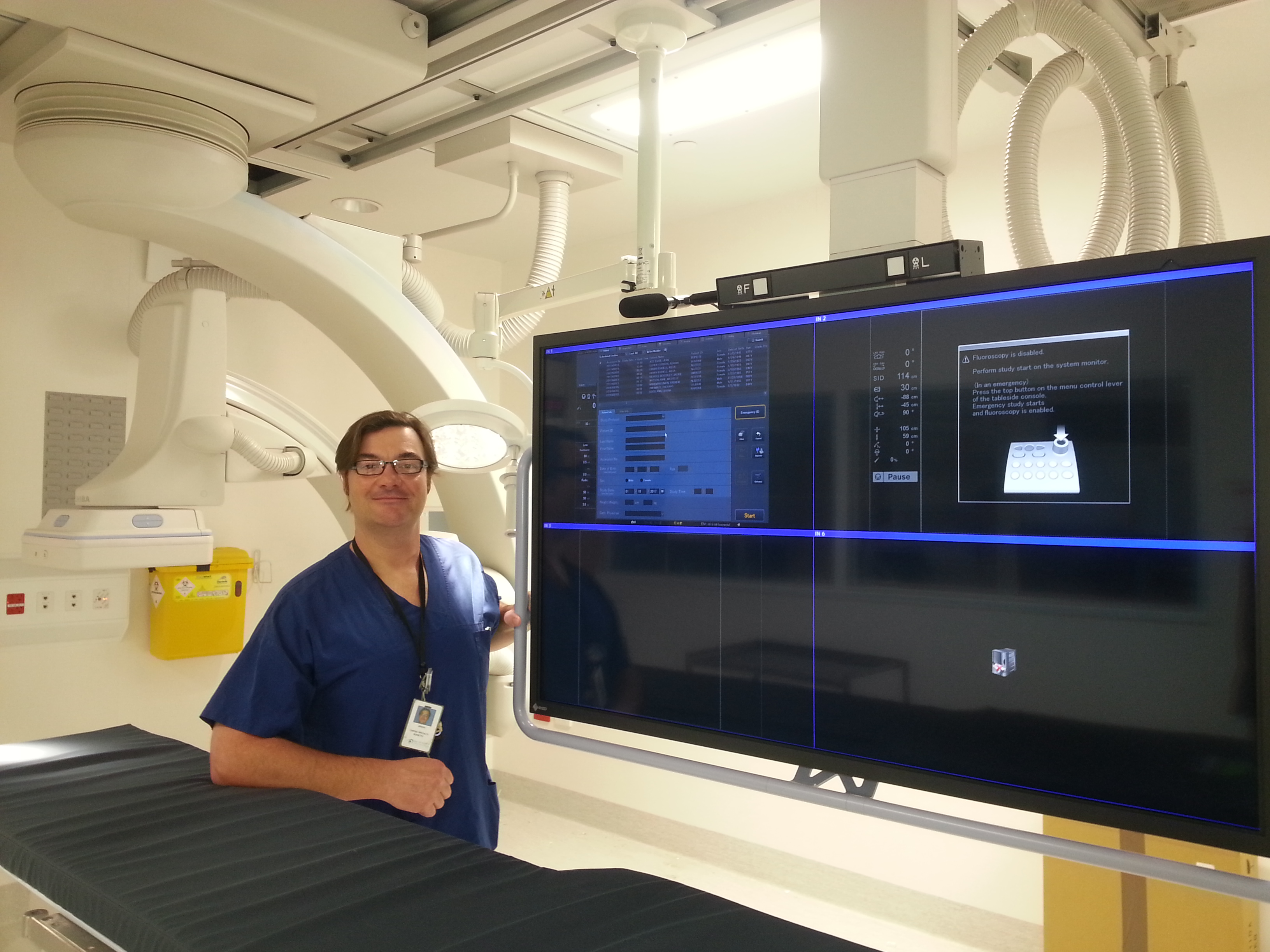Jason Money, RN, RCIS, in one of the cath labs at Tauranga Hospital.
