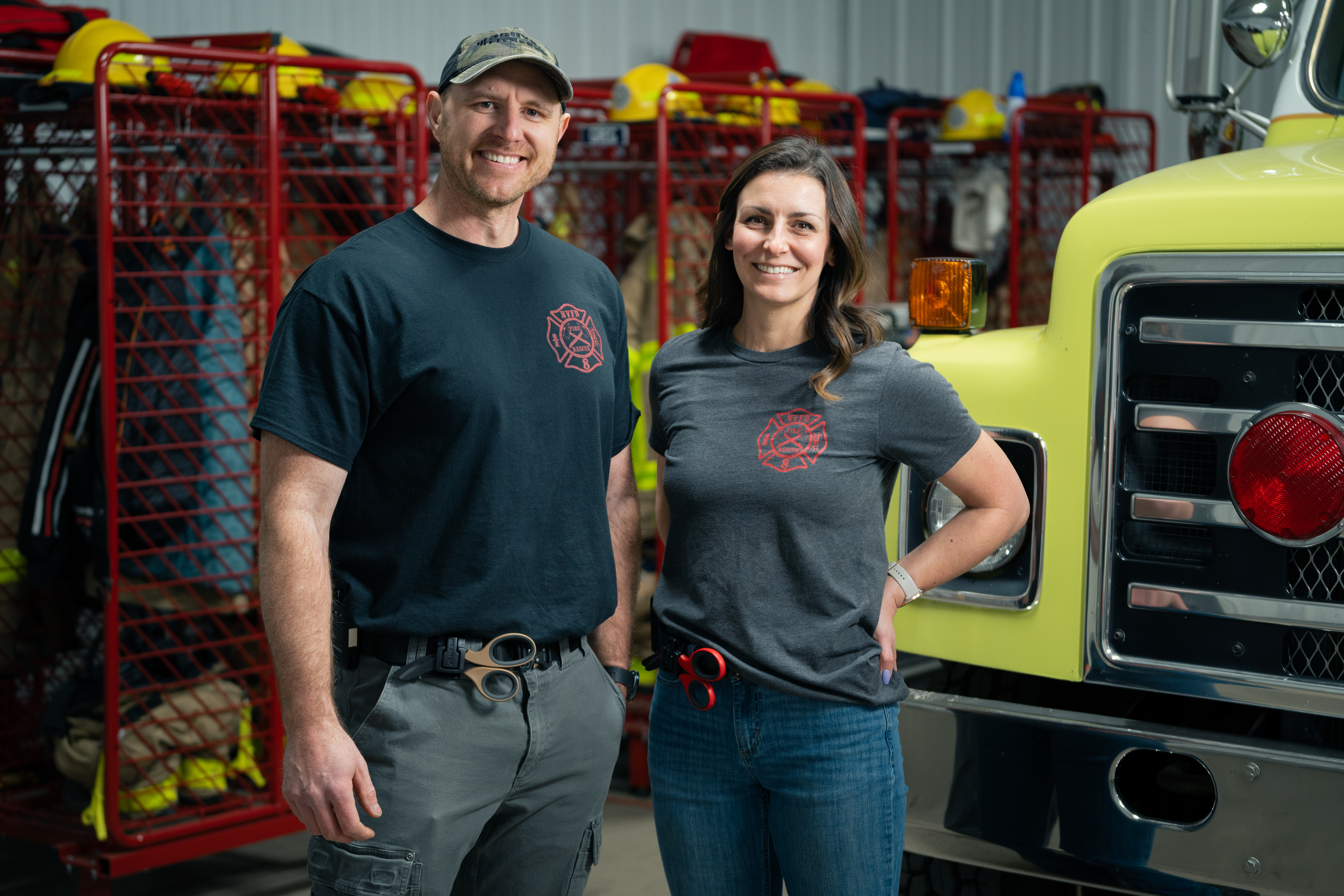 Nathan and Melonie Larew, both volunteer firefighters