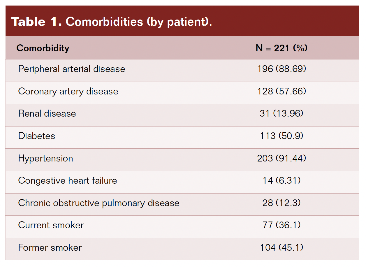 Table 1. Comorbidities (by patient).
