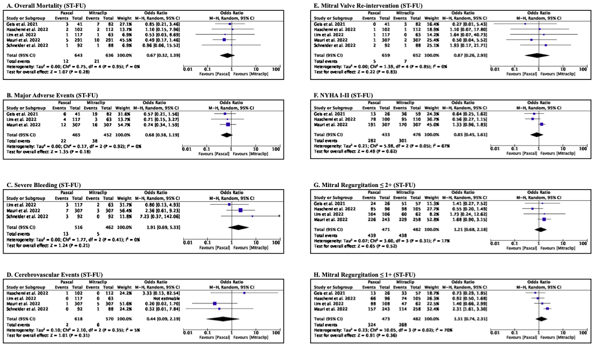 Figure 3: Forest plots for short-term follow-up outcomes 
