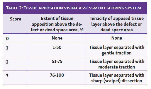 Table 2: Tissue apposition visual assessment scoring system