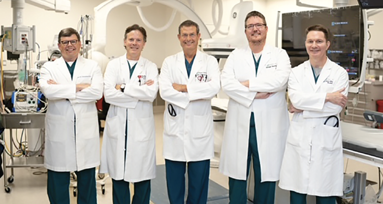 Figure 2. From left to right: Paul Tabereaux, MD; John Jennings, MD; Jay Dinerman, MD; Michael Kauffman, MD; Scott Allison, MD.