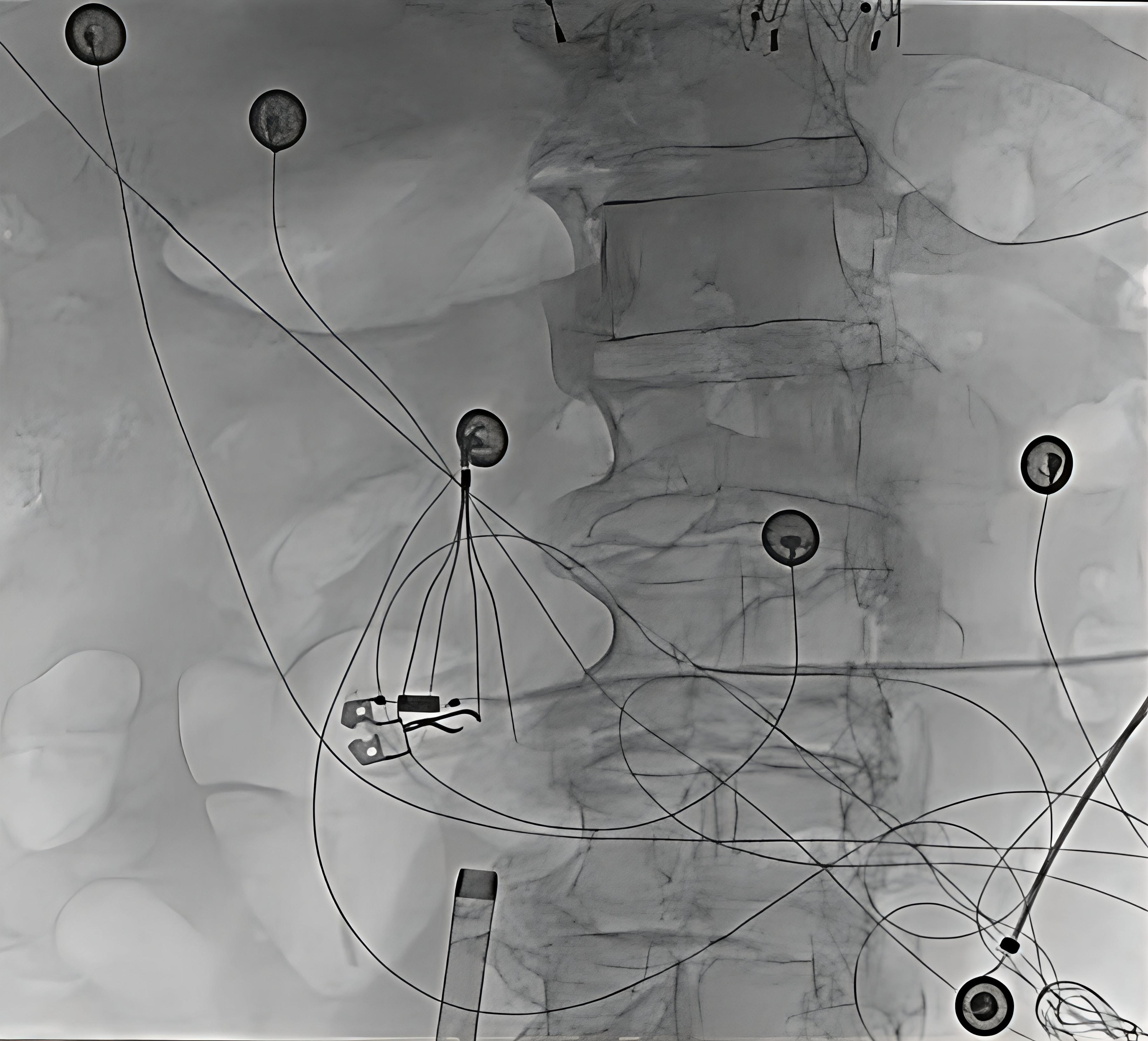 Figure 1. The inferior vena cava filter impeded further advancement of the catheter.