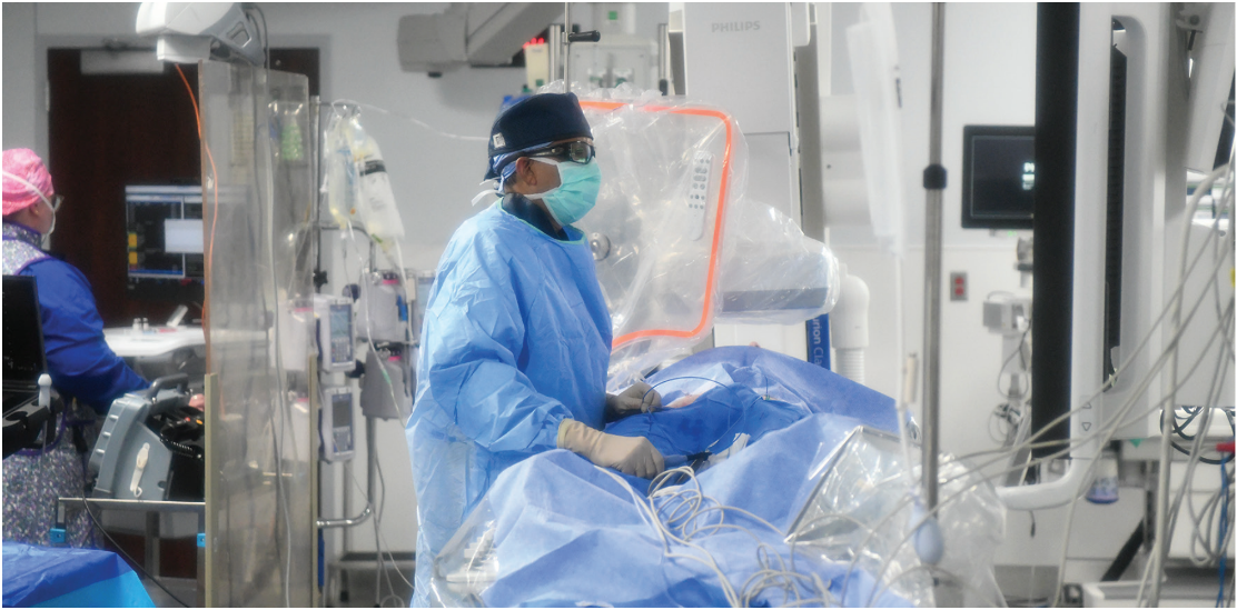 Mevan Wijetunga, MD, performing SVT ablation. 