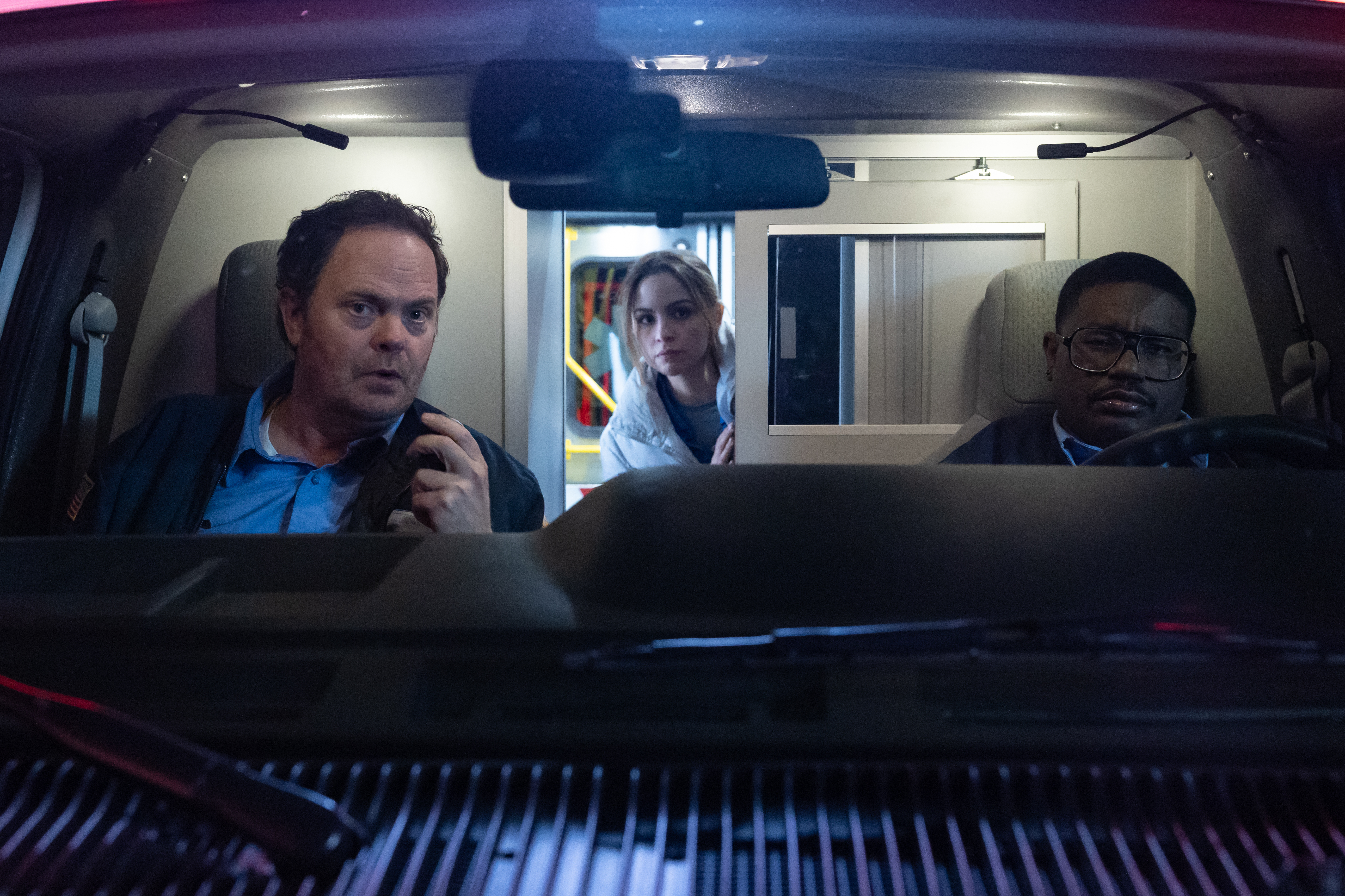 Rainn Wilson, Lil Rey, and Carerro in Code 3