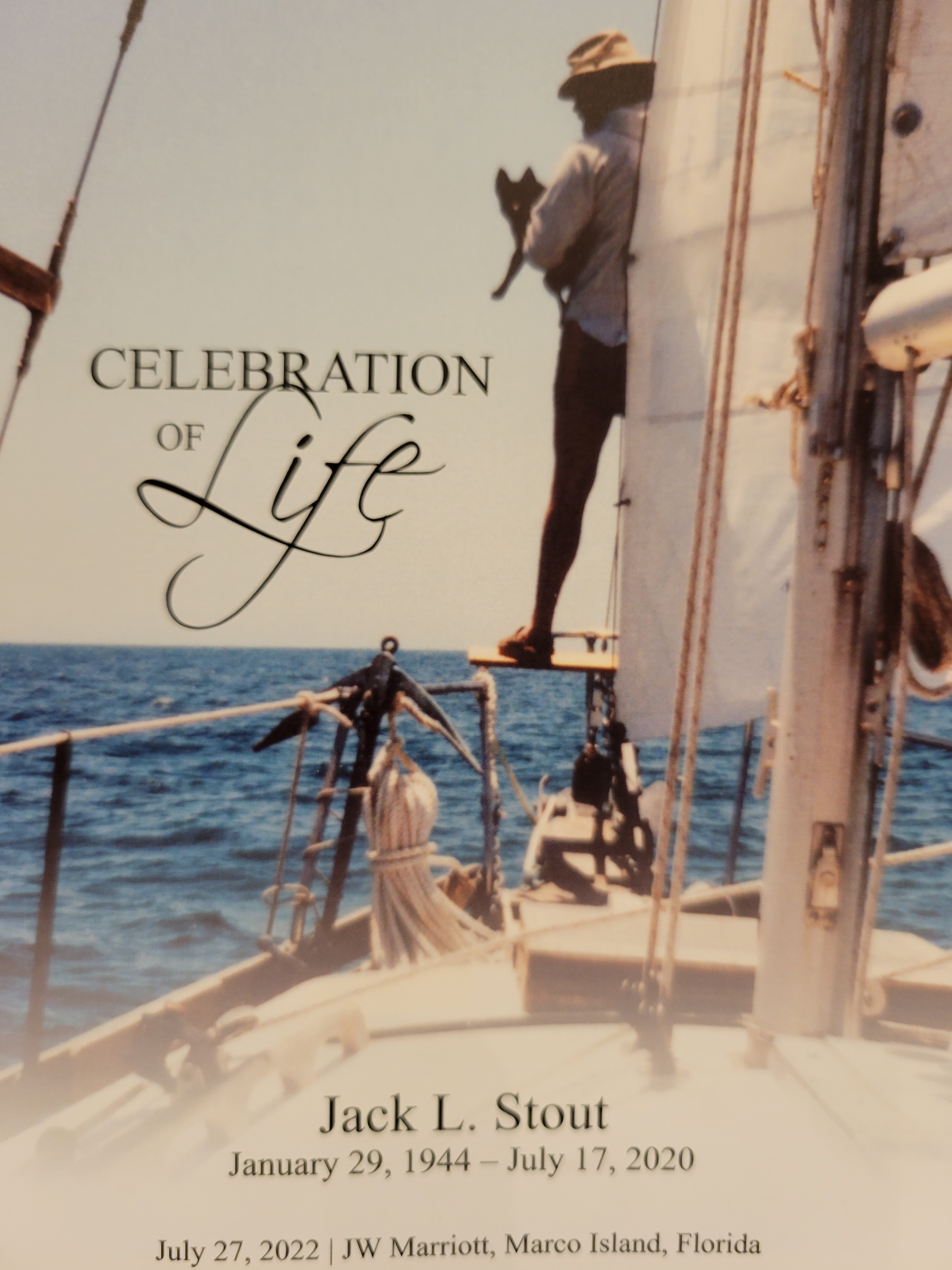 Program from Jack Stout's celebration of life 
