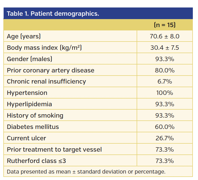Table 1. Patient demographics.