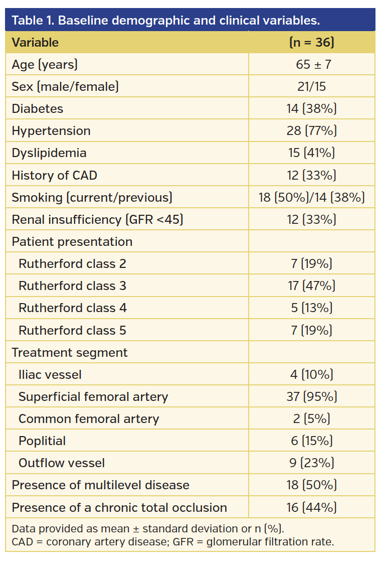 Table 1. Baseline demographic and clinical variables.