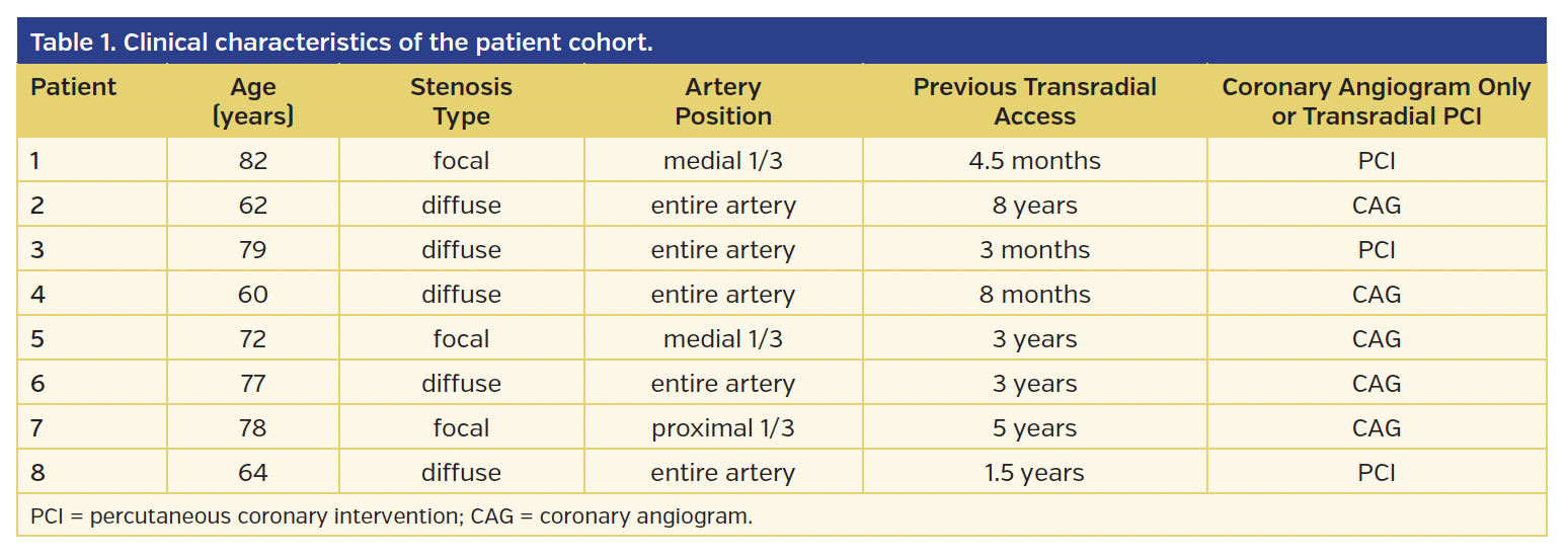 Table 1. Clinical characteristics of the patient cohort.