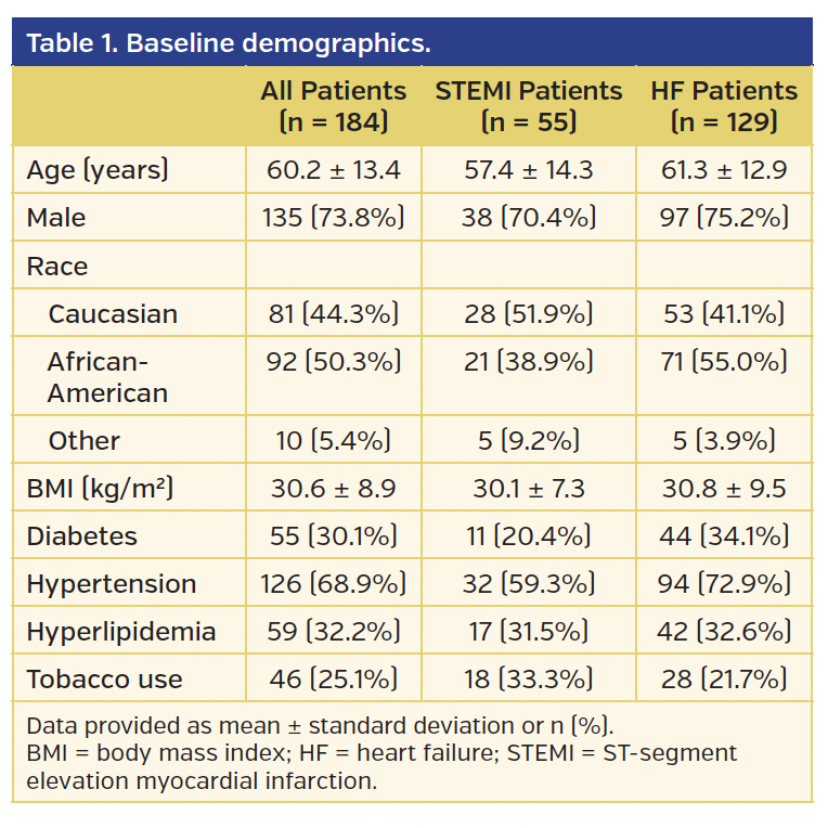 Table 1. Baseline demographics.