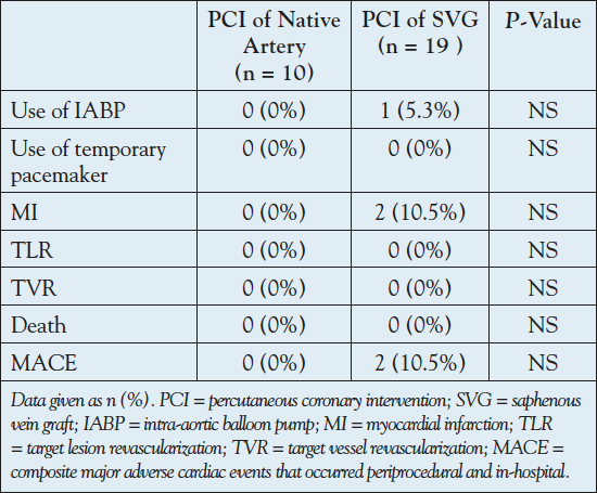 Table 3. Procedural and in-hospital endpoints