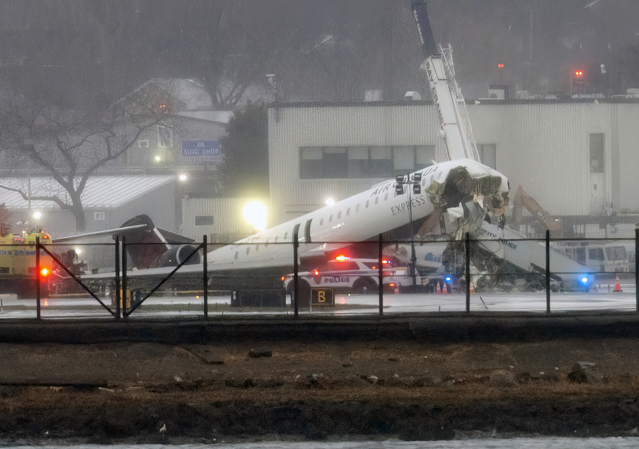 The Pilot and Co-Pilot of an Air Canada Express jetliner were pronounced dead after their aircraft smashed into a PAPD truck on the runway as they tried to take-off in Queens on Sunday March 22, 2026. (Theodore Parisienne/New York Daily News/TNS)