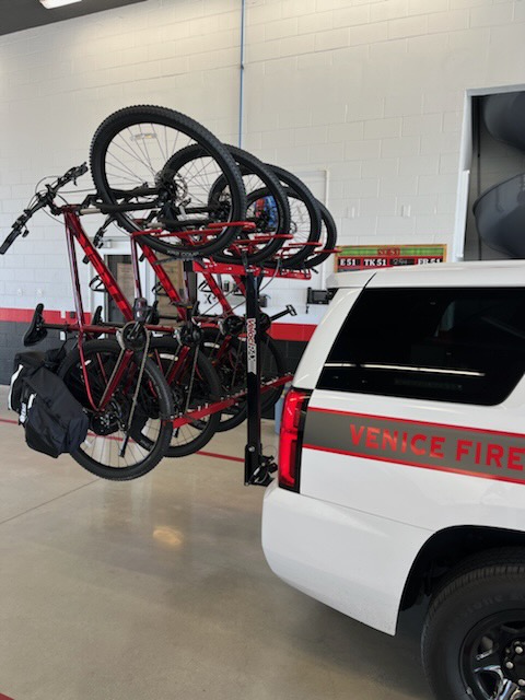 EMS bikes strapped to Venice Fire vehicle. (Photo: Nathan McManus, Assistant Chief of EMS)