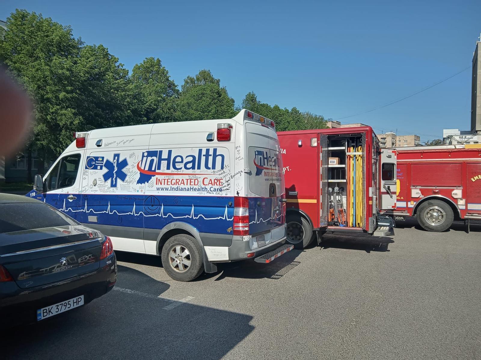 Donated ambulances and fire trucks.