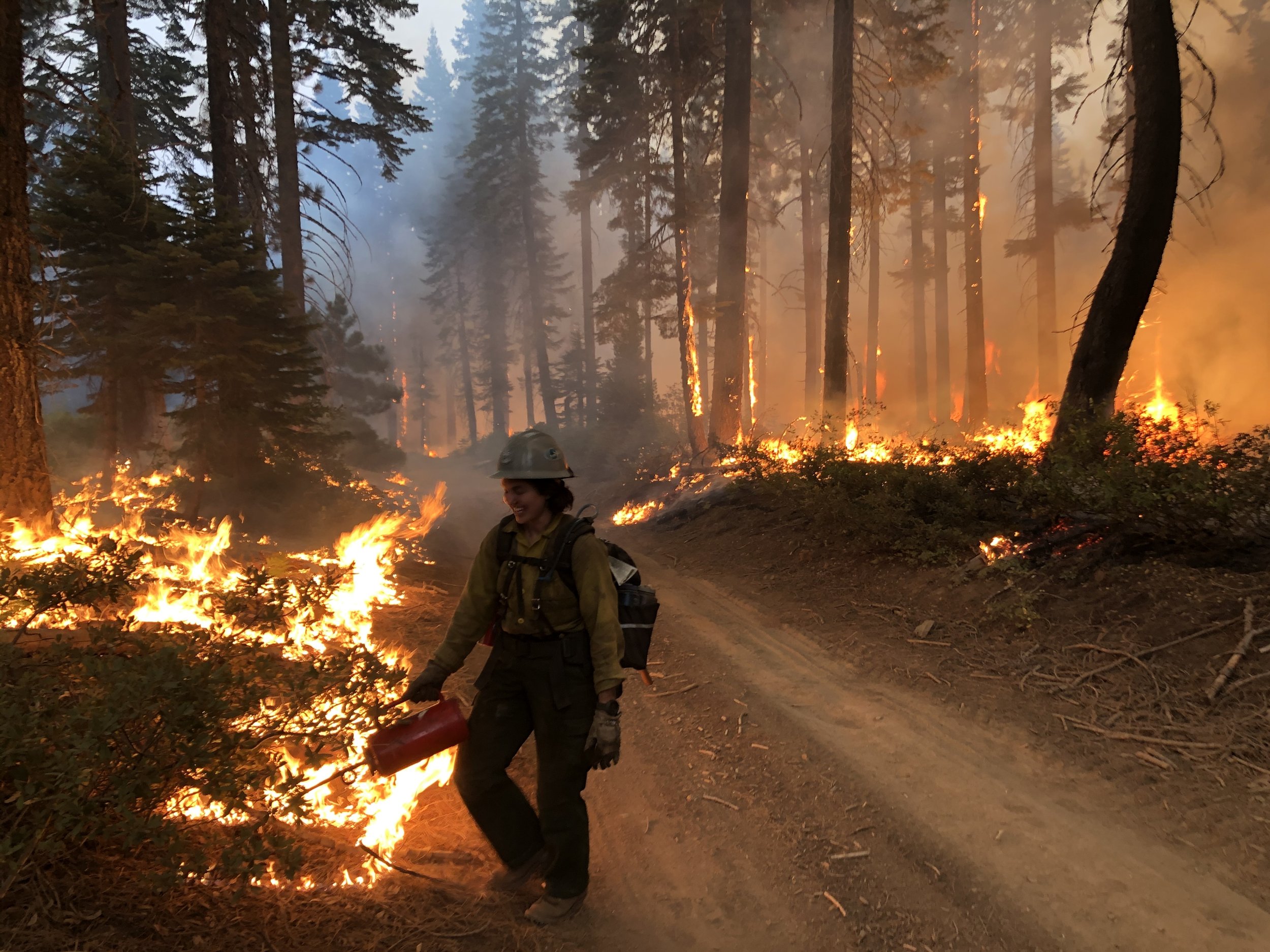 Kelly Ramsey fighting a fire