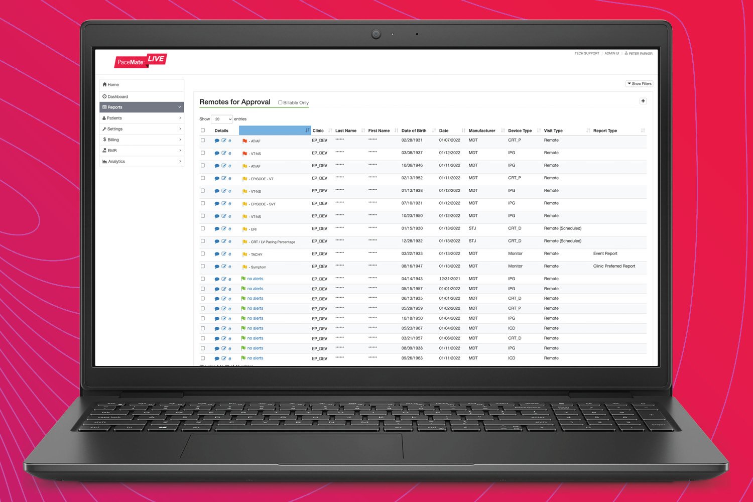 PaceMate™ allows clinics to configure the PaceMate™LIVE dashboard to individual roles for streamlined, efficient workflows.