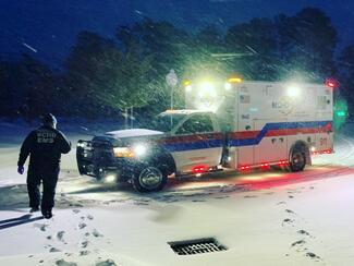 MCHD personnel were unused to snowy conditions and icy roads. (Photo: Montgomery County Health District EMS) 