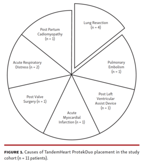 FIGURE 1. Causes of TandemHeart ProtekDuo placement in the study cohort (n = 11 patients).