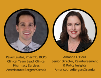 Headshots of Pavel Lavitas, PharmD, BCPS, and Amanda O'Hora