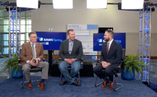 Dr. Andrew Rader and Dr. Nicholas Todd seated with host Damian Aguirrechu