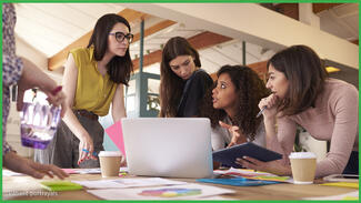 Adults collaborating at work