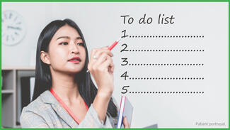Woman checking off item on a to-do list