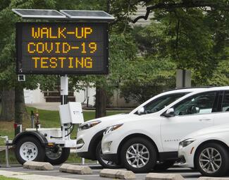 Bergen County's COVID-19 community walk up testing program in River Vale is held in the parking lot town hall. The program provides salvia diagnostic and antibody tests for the corona virus and is available to all county residents a partnership between the County of Bergen and Bergen New Bridge Medical Center. Friday, July 17, 2020.